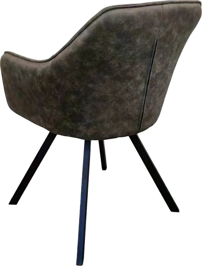 Forgó étkezőszék, zöld szövet csiszolt bőr hatással, SAMANTA