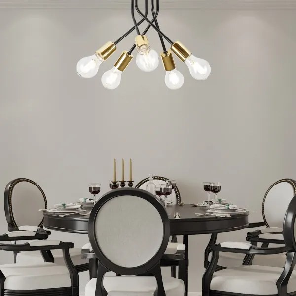 Csillár rúdon PRIYA 5xE27/15W/230V fekete