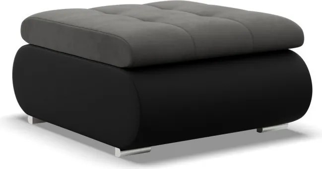 Tokio puff, bársony + műbőr, szürke - fekete