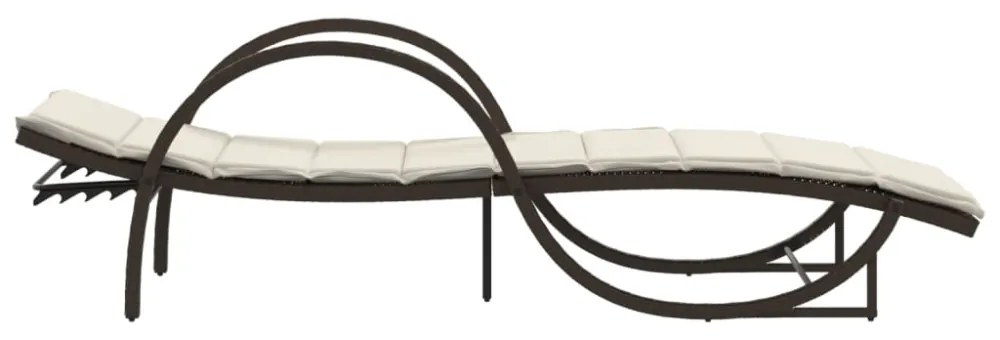 2 db barna polyrattan napozóágy asztallal