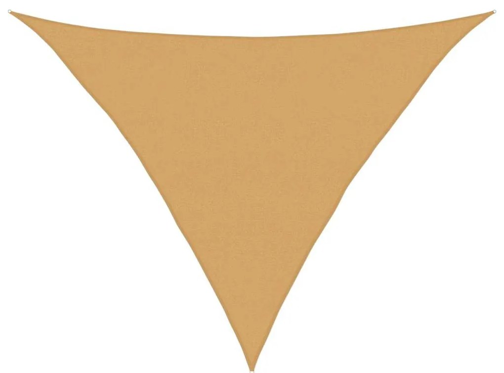 homokszínű háromszög alakú HDPE napvitorla 160 g/m² 5x5x6 m