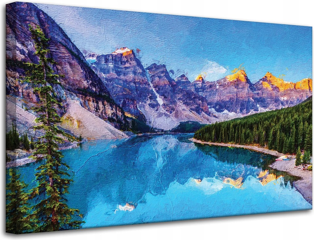 Vászonkép Folyó Hegyek Természet Erdők 80x50 cm Ideális ajándék