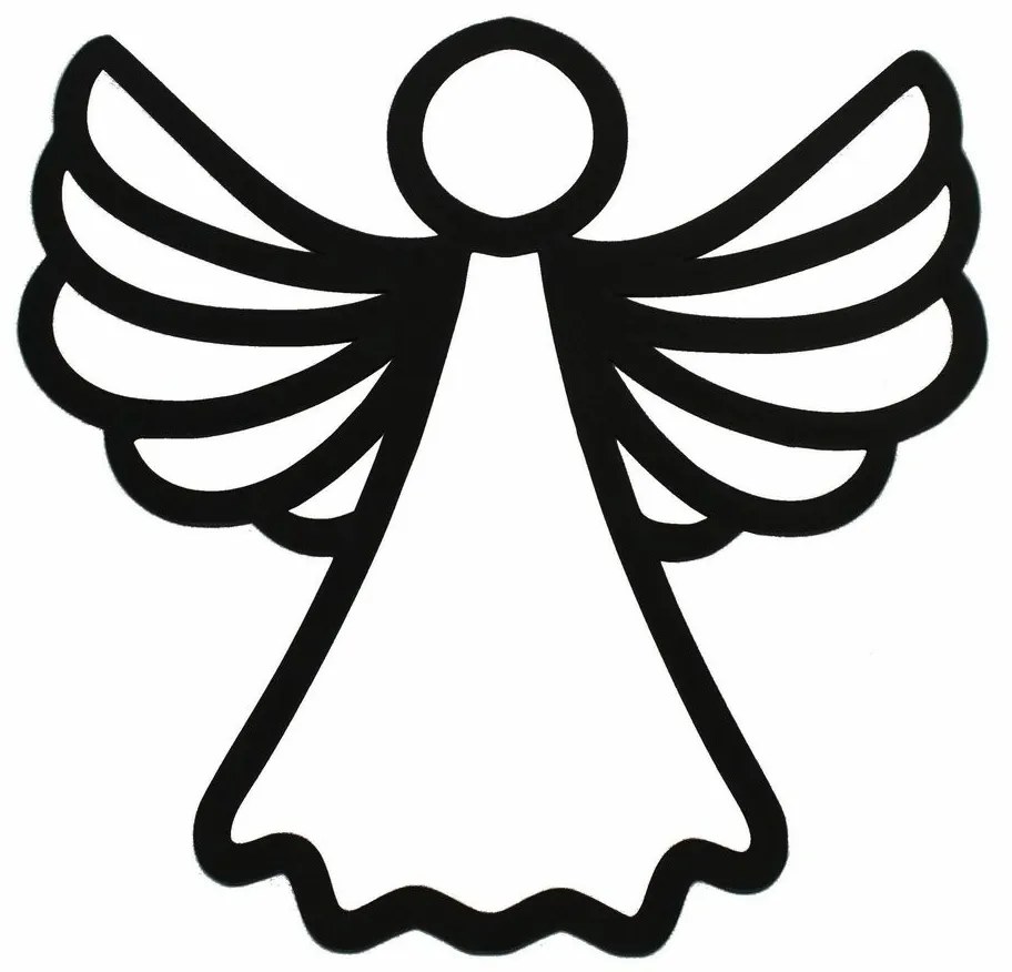 Angel silhouette karácsonyi fali fa dekoráció fekete, 35 x 35 cm