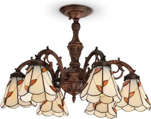 Brilagi - Tiffany vitrázs felületre szerelt csillár FOLIA 6xE27/60W/230V átmérő 60 cm