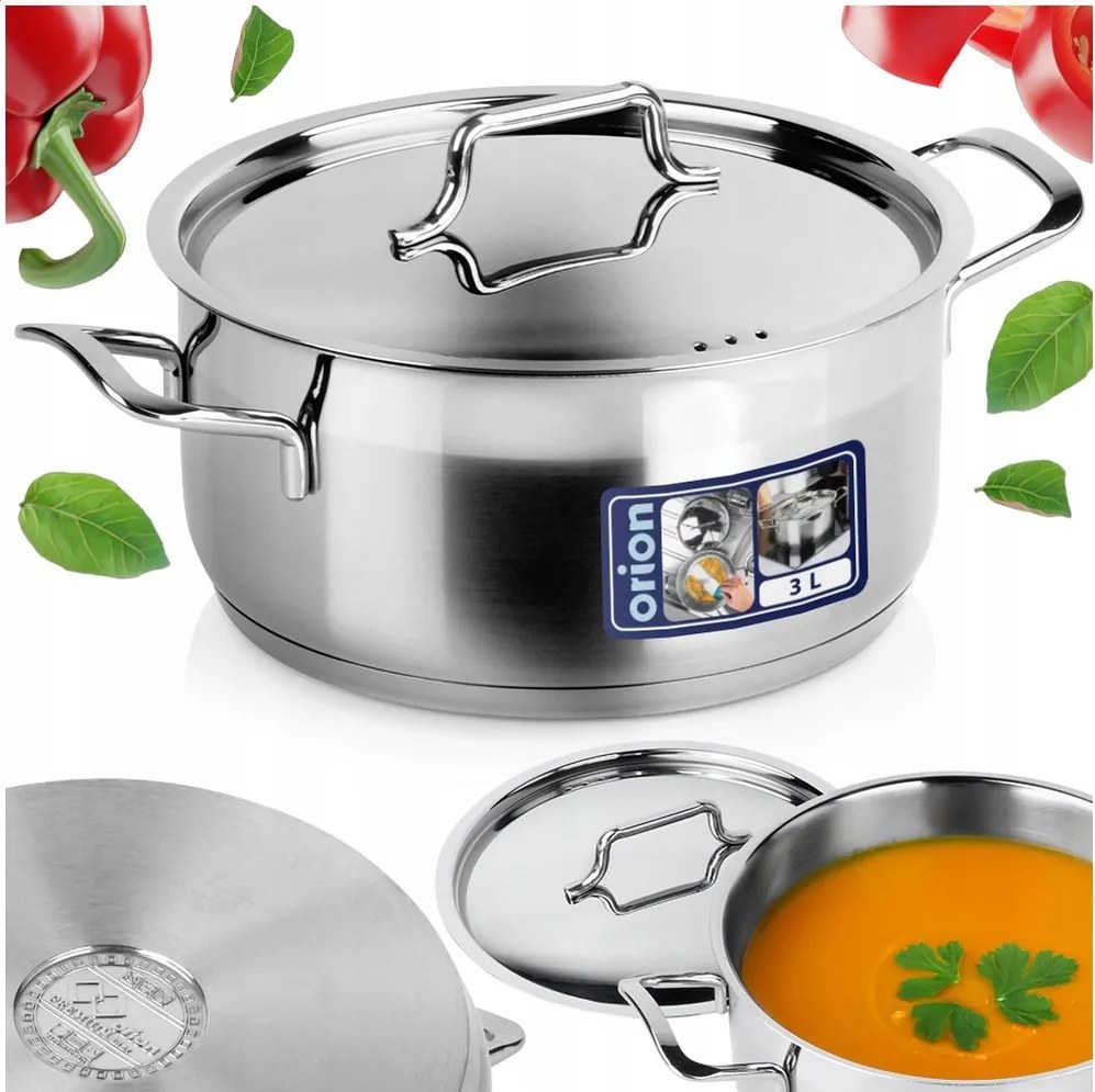 Anett Orion fazék fedővel rozsdamentes acél 20 cm 3L Prémium
