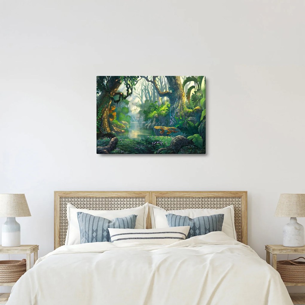Kép - Egy trópusi erdő illusztrációja (70x50 cm)