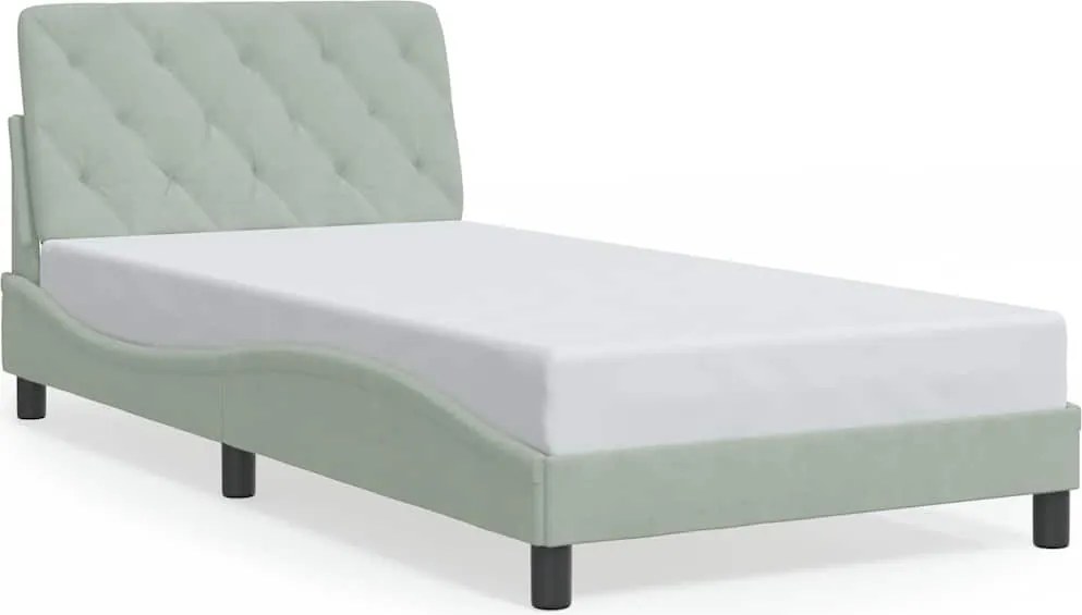 vidaXL világosszürke bársony ágykeret matrac nélkül 100x200 cm