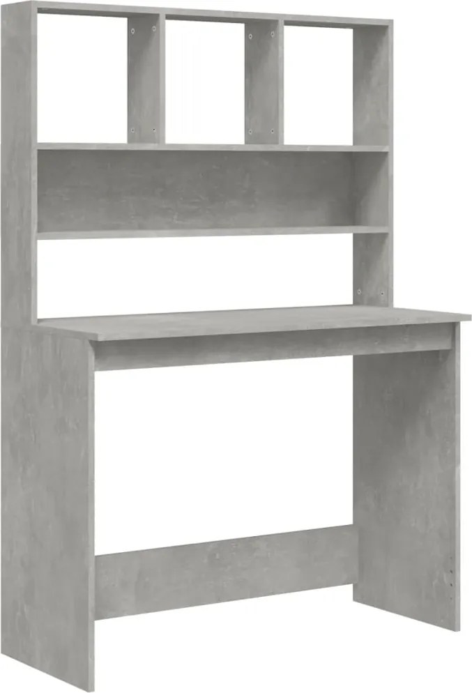 vidaXL betonszürke szerelt fa íróasztal polcokkal 102 x 45 x 148 cm