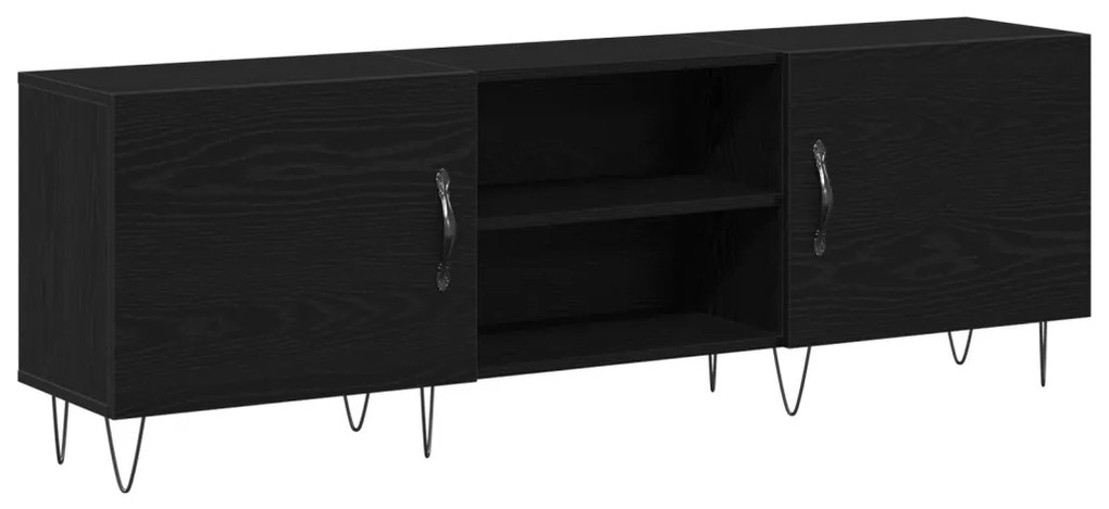 TV Szekrény Fekete Tölgy 150x30x50 cm Műanyag Fa