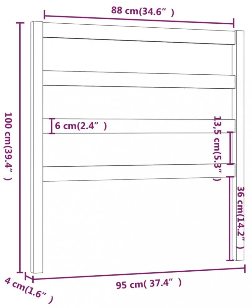 fehér tömör fenyőfa ágy fejtámla 95 x 4 x 100 cm