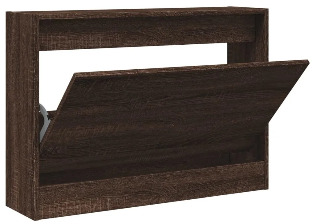 barna tölgyszínű szerelt fa cipőszekrény 80 x 21 x 57 cm