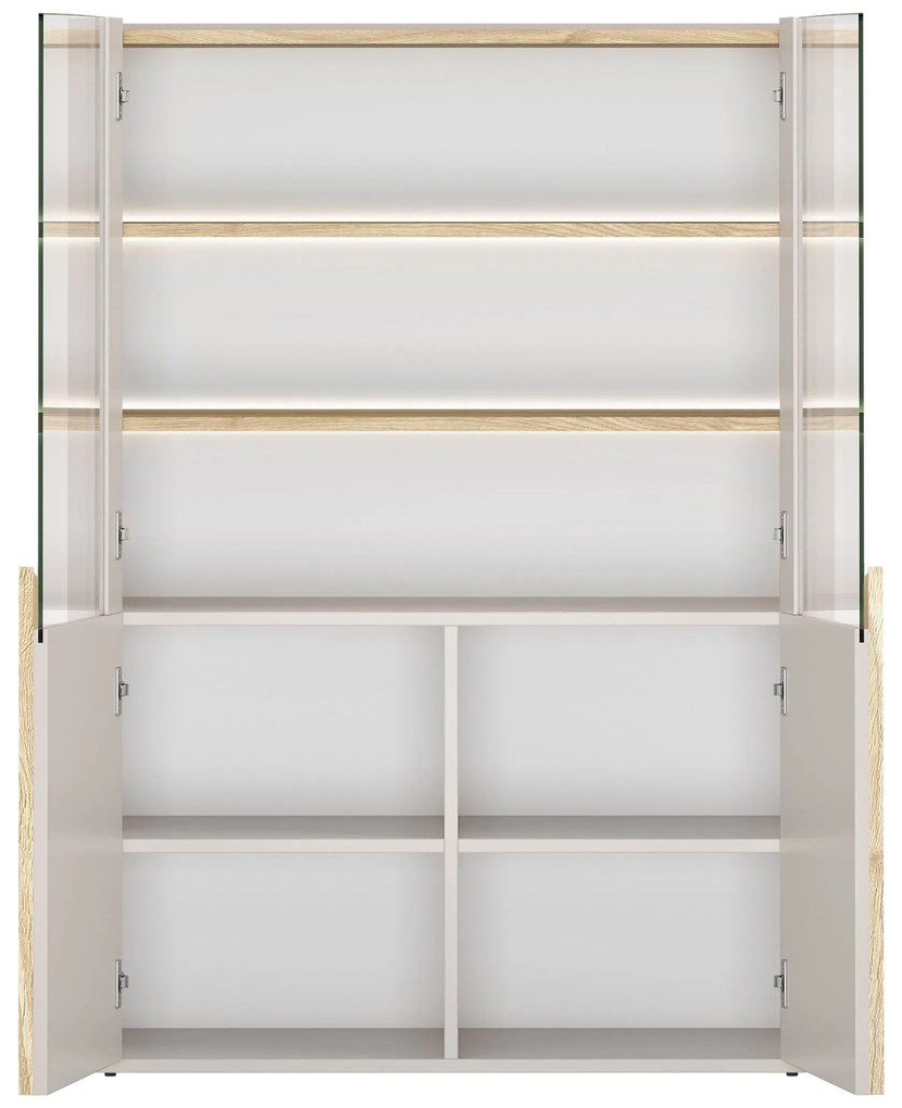 Amilio vitrin 100 cm - kasmír / olajozott tölgy / világos tölgy fogantyú