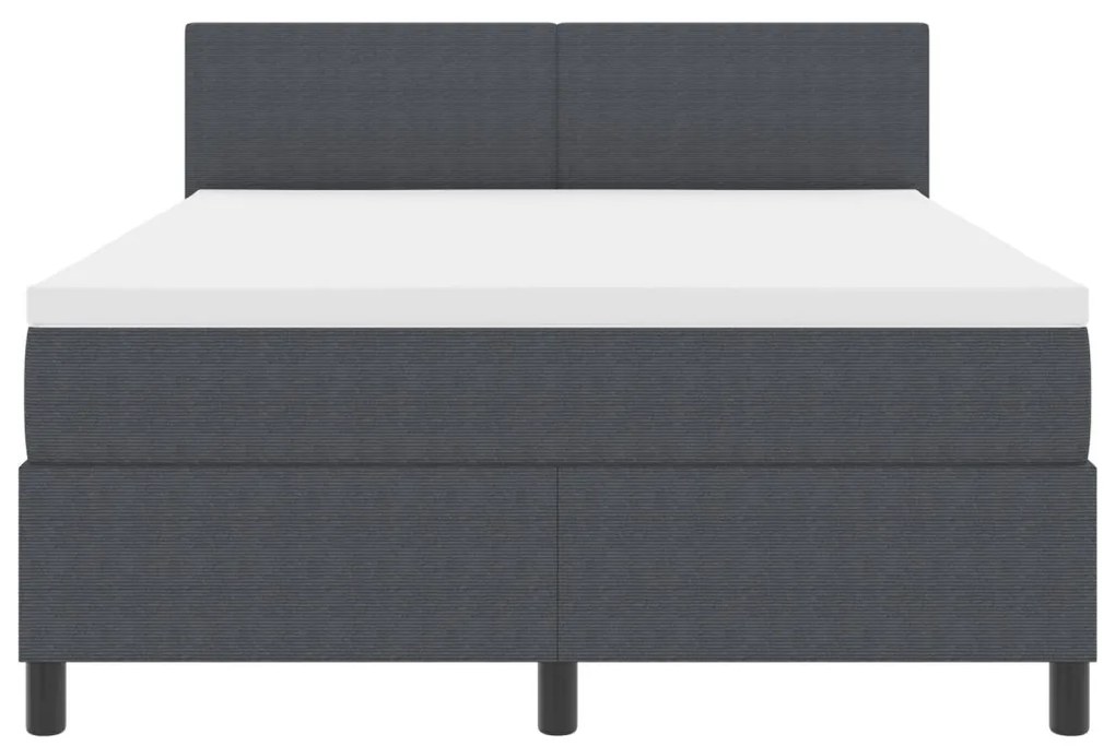 Box Spring Ágy Matraccal Sötét Szürke 160x200 cm Kordbársony Anyag