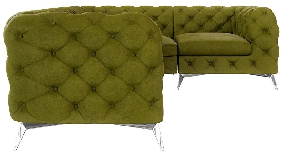 Zöld bársony sarokkanapé (jobb oldali-L alakú) Chelsea – Ropez