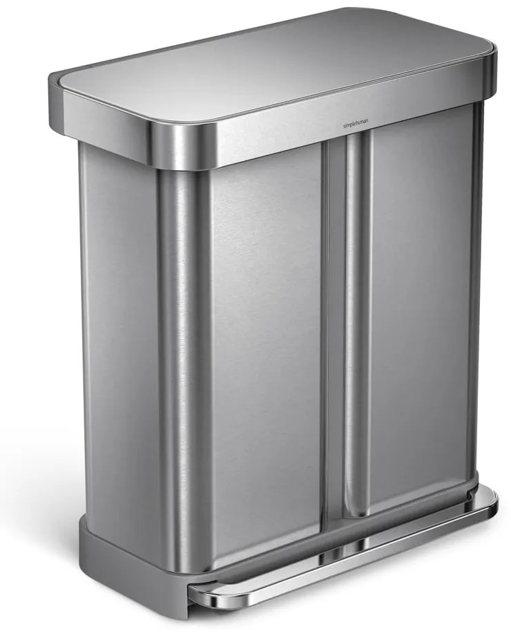 Rozsdamentes acél pedálos szemetes szelektív hulladékhoz 58 l Dual - simplehuman