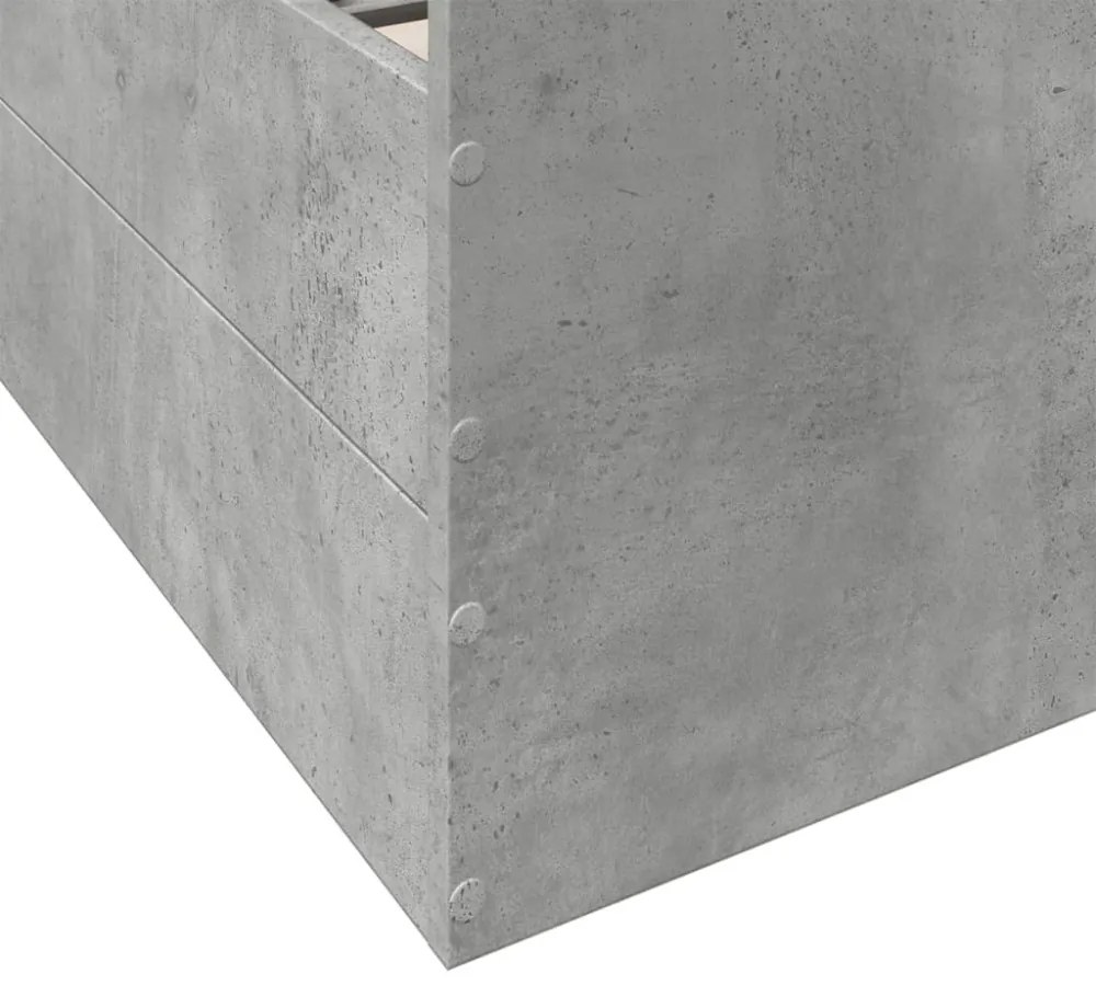 betonszürke szerelt fa ágykeret fiókokkal 135 x 190 cm