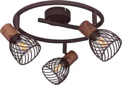 Globo 54817-3 Spot fém rozsdabarna sötét fa megjelenésű betéttel. Ø:280, H:160, exkl. 3xE14 40W 230V