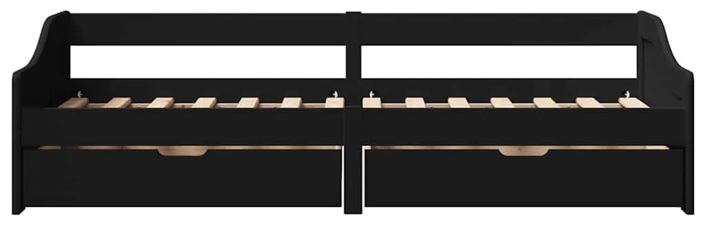 Napozóágy 2 fiókkal matrac nélkül IRUN Fekete 90x200 cm
