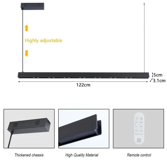 Immax NEO 07306L-LED dimmelhető kábeles csillár MADEIRA 26 W/230 V Wi-Fi Tuya 122 cm fekete