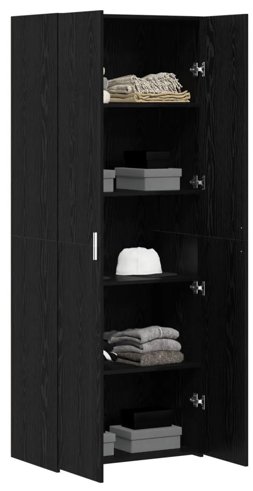 fekete tölgy magas szekrény 70x42.5x185 cm Szerelt fa