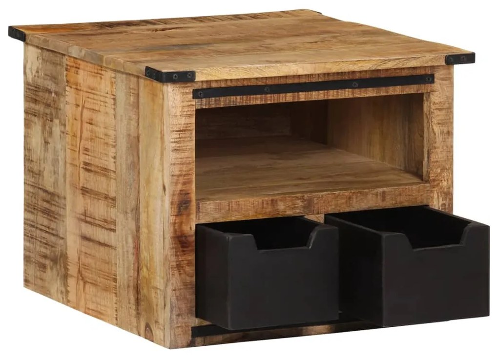 tömör mangófa dohányzóasztal fiókokkal 50 x 50 x 40 cm