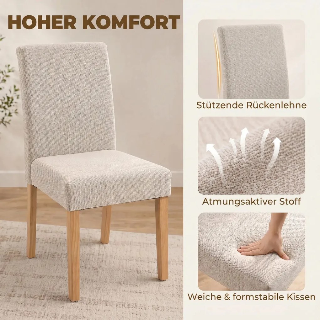 HOMCOM étkezőszékek 2 darabos szettben, modern vászonkárpitozású székek párnázott ülőfelülettel és háttámlával