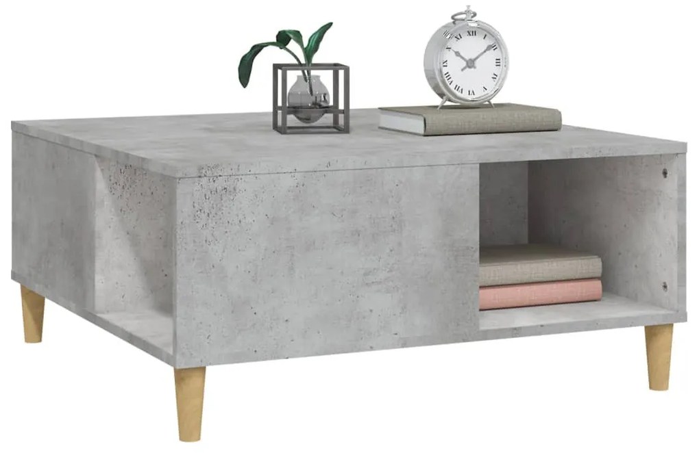 Betonszürke szerelt fa dohányzóasztal 80x80x36,5 cm