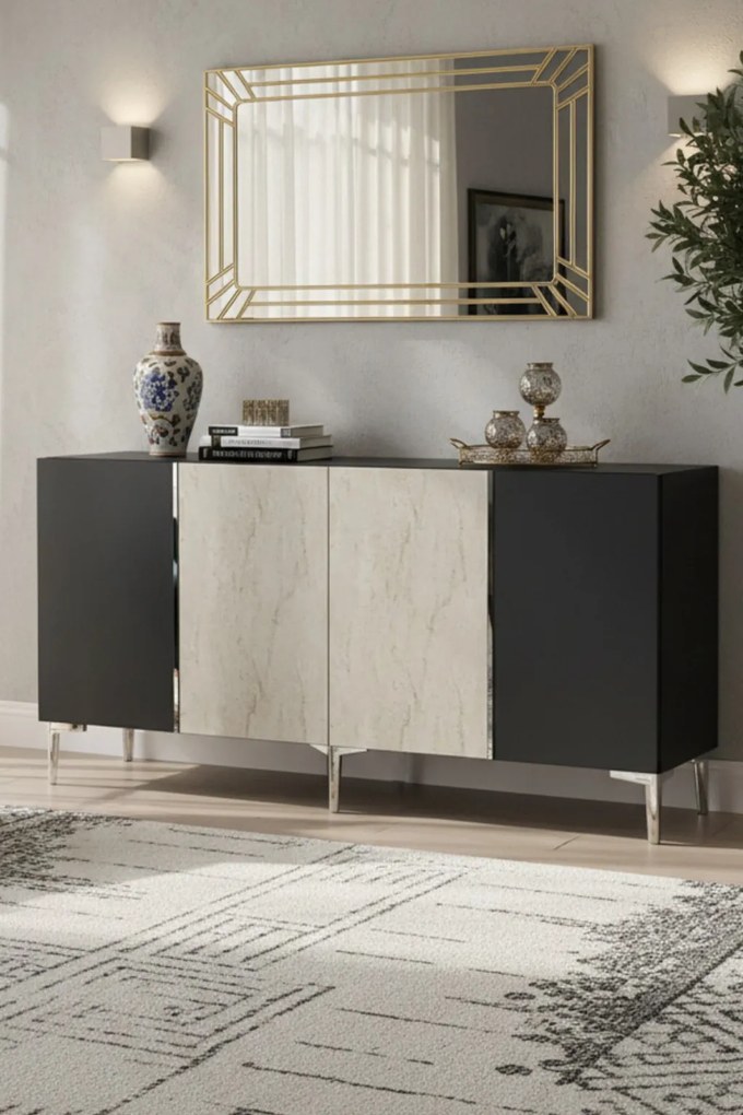 Poli 150 - Anthracite, Travertine, Silver