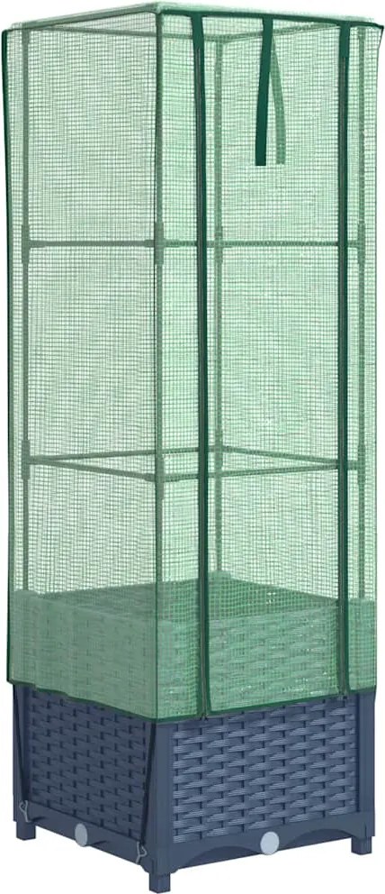 vidaXL rattan megjelenésű magaságyás melegháztakaróval 40x40x139 cm