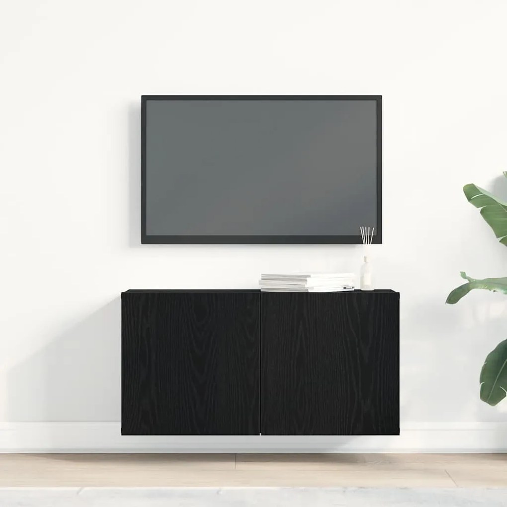 fekete tölgyfa TV-szekrény 80 x 30 x 41 cm