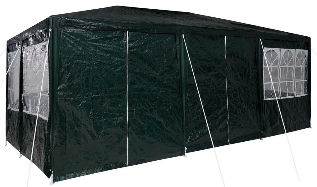Parti sátor 10 oldalfallal Zöld 6x4 m PE