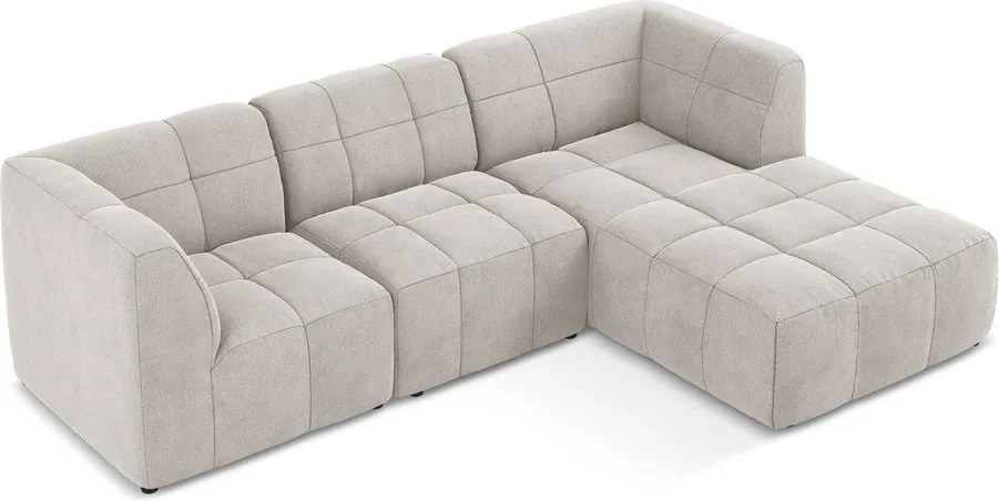 Bézs bársony sarokkanapé (jobb oldali-heverő résszel) Aloha – Makamii