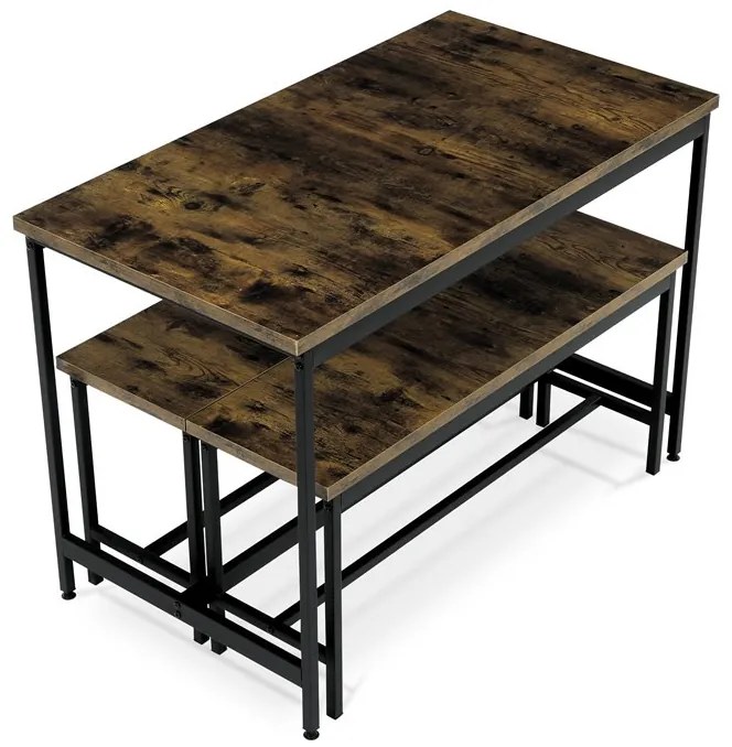 Étkezőszett 2 székkel, 110×60×75 cm, MDF Old Wood. OLW