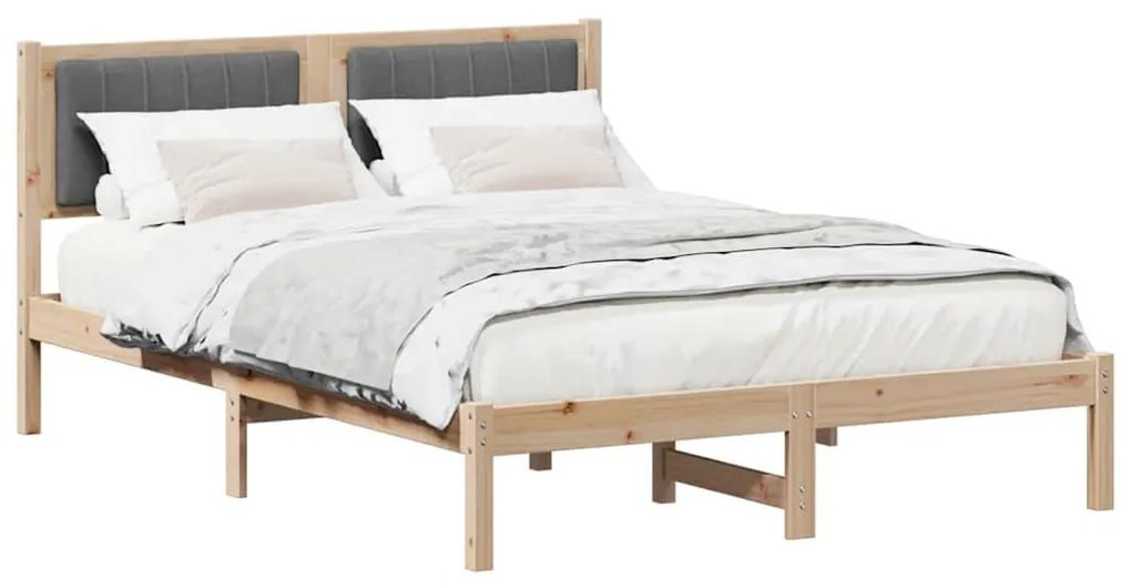 Ágykeret Kárpitozott Fejtámlával Sötétszürke 140 x 200 cm