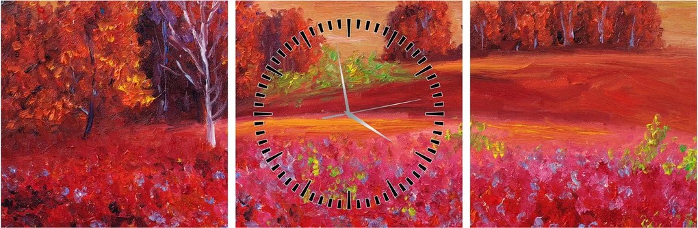 Egy vörös táj képe (órával) (90x30 cm)