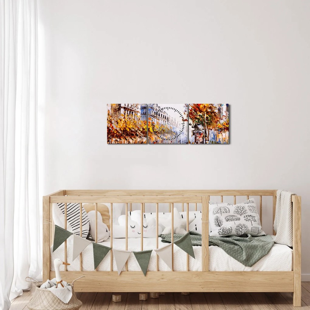 Kép - Utca Párizsban (órával) (90x30 cm)