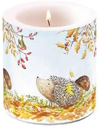 Őszi süni átvilágítós viasz gyertya 8x7,5 cm Forest friends