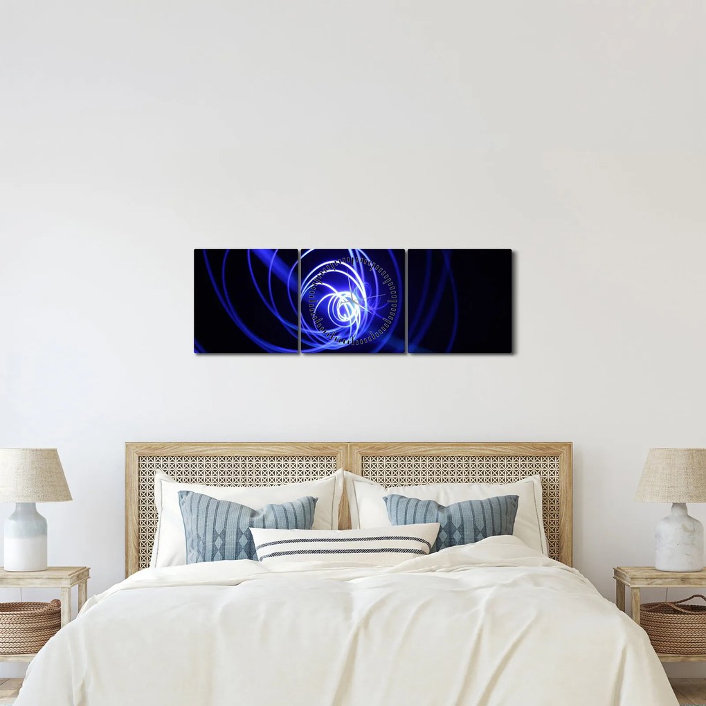 Kék spirálok képe (órával) (90x30 cm)