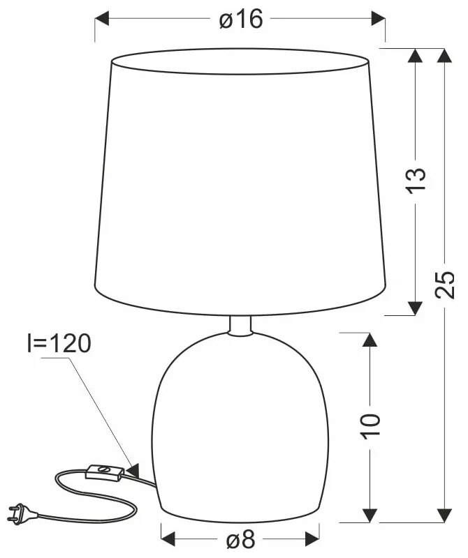 Krémszínű asztali lámpa textil búrával (magasság 25 cm) Adelina – Candellux Lighting