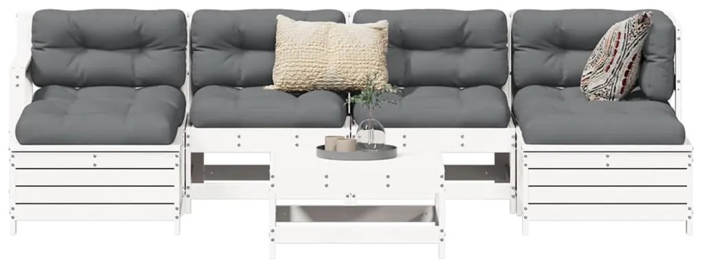 vidaXL fehér 7 részes tömör fenyőfa kerti kanapészett