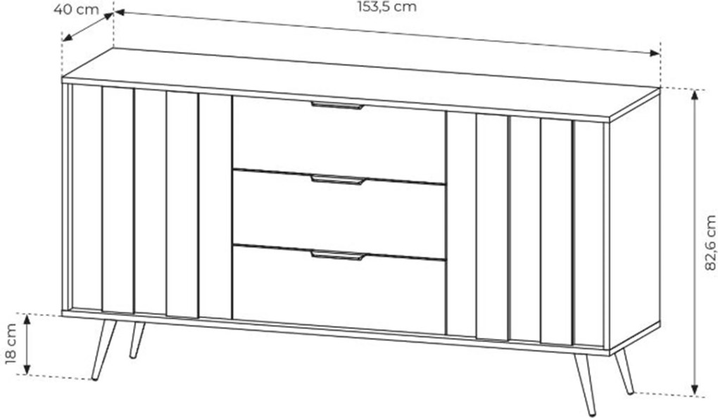 Flaro fiókos komód 153 cm - dunin tölgy
