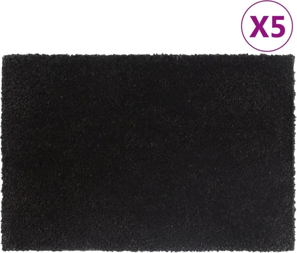 vidaXL 5 db fekete rojtos kókuszrost lábtörlő 40 x 60 cm