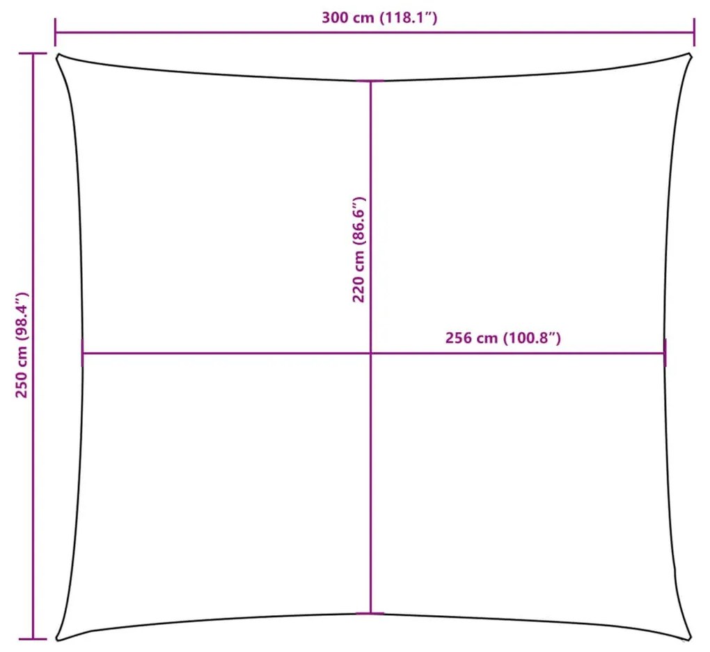 fehér téglalap alakú oxford-szövet napvitorla 2,5 x 3 m