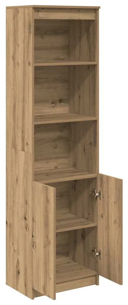 kézműves tölgy színű szerelt fa magasszekrény 50x35x180 cm