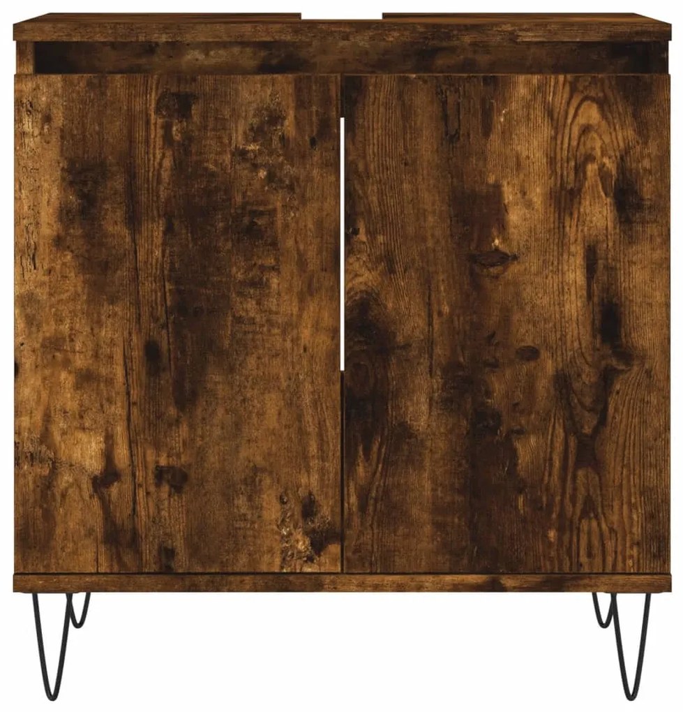 Füstös tölgy színű szerelt fa fürdőszobaszekrény 58x33x60 cm