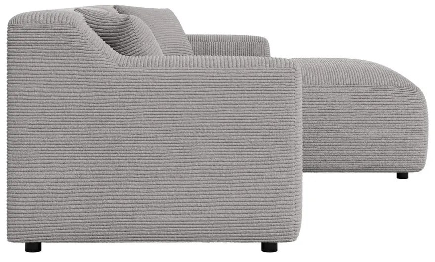 Világosszürke kordbársony sarokkanapé (jobb oldali-heverő résszel) Martin – Ropez