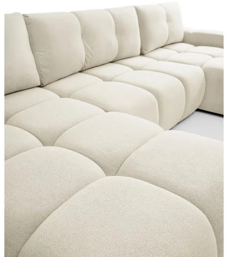 ALMADA U alakú kárpitozott ülőgarnitúra, ággyá alakítható, tárolóhellyel, bézs