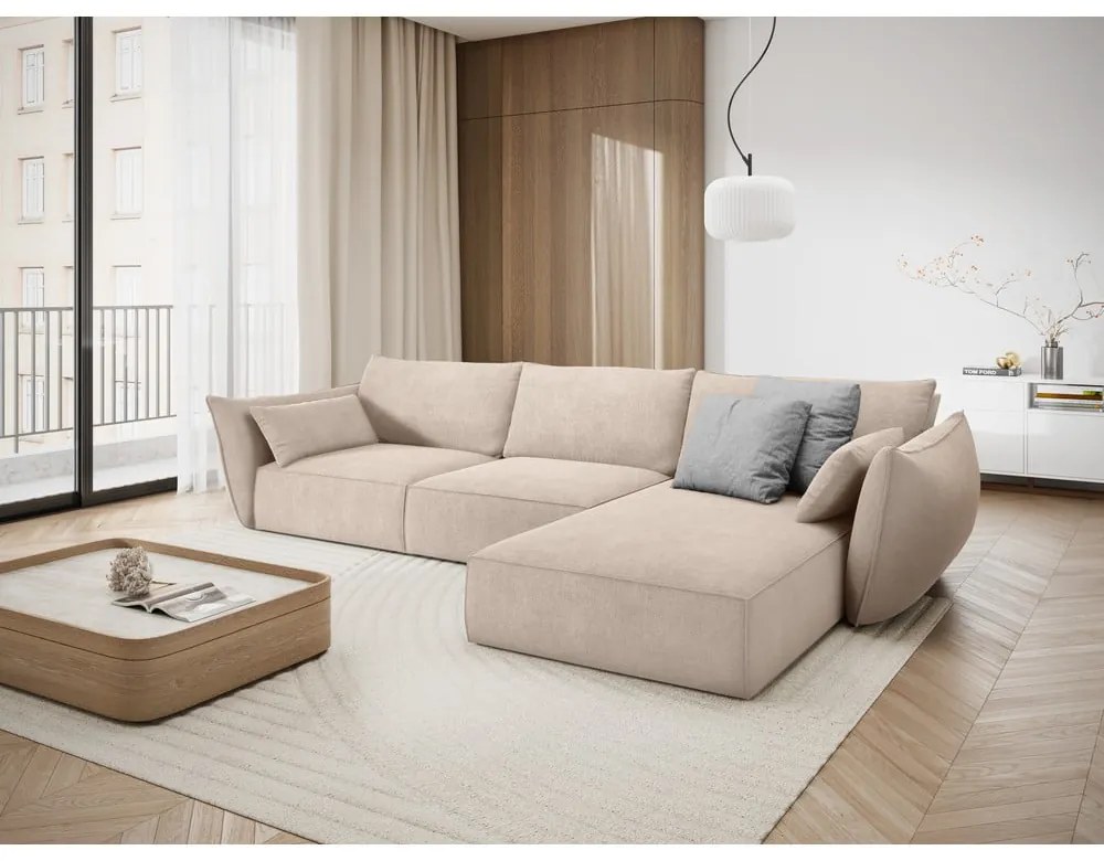 Bézs sarokkanapé (jobb oldali) Vanda – Mazzini Sofas