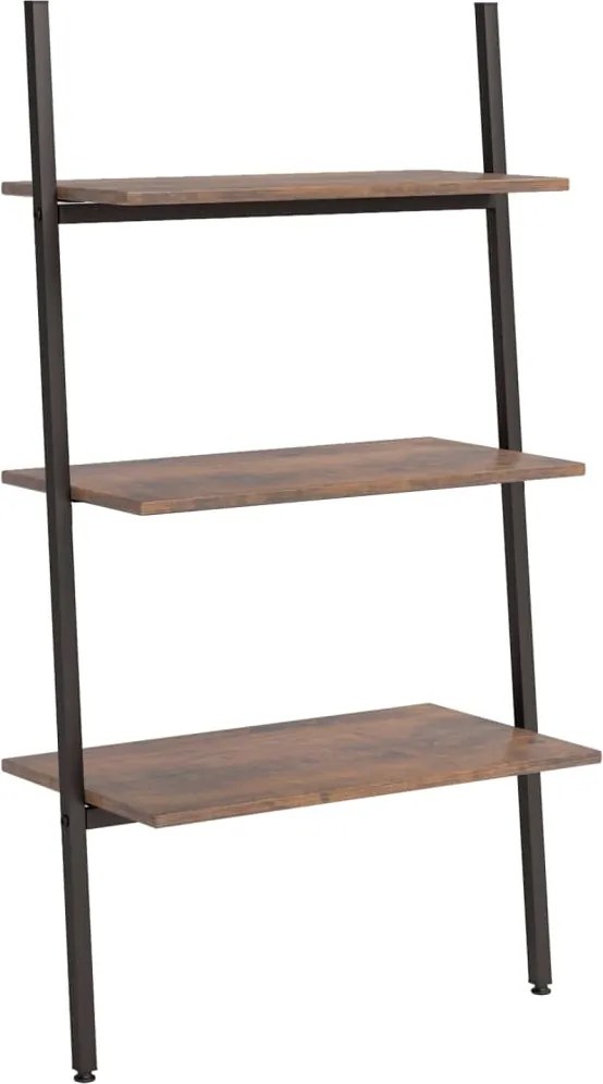 vidaXL 3 szintes sötétbarna és fekete létrapolc 64 x 34 x 116 cm