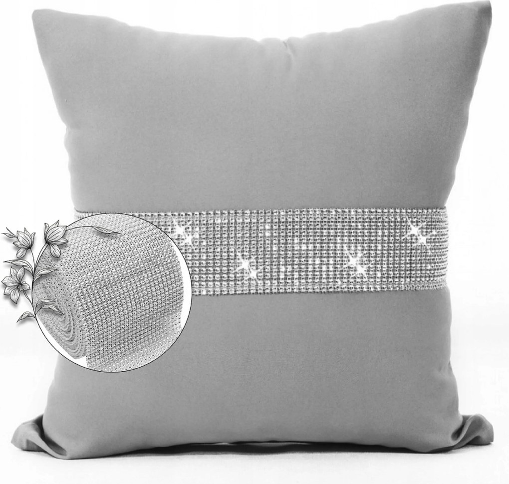 Cirkóniás díszpárnahuzat, sima, 40x40 cm Gyémánt hatású párnahuzat cirkónia kövekkel, többféle színben
